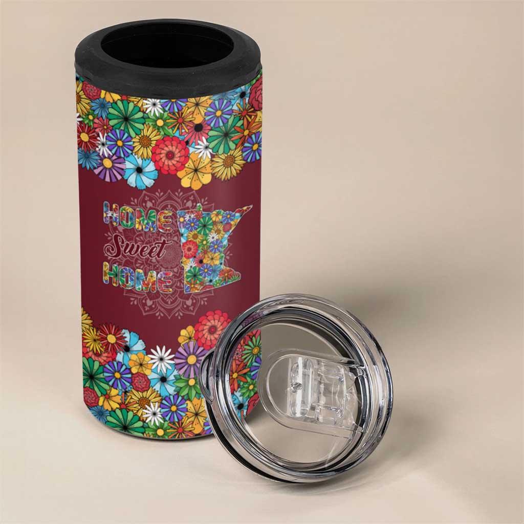 Home Sweet Home Minnesota Flower Christmas 4 in 1 Can Cooler Tumbler Xmas Holiday Patterns - Wonder Print Shop