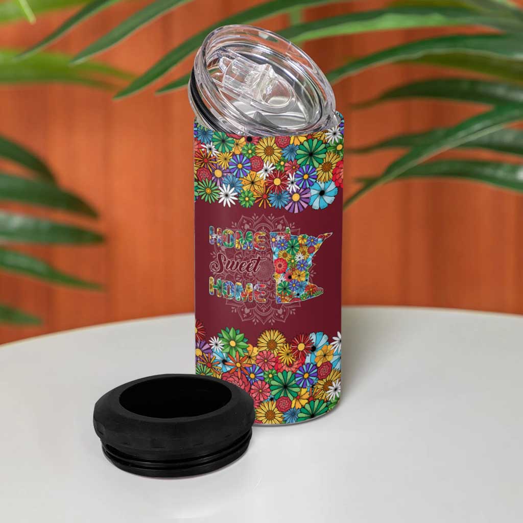 Home Sweet Home Minnesota Flower Christmas 4 in 1 Can Cooler Tumbler Xmas Holiday Patterns - Wonder Print Shop