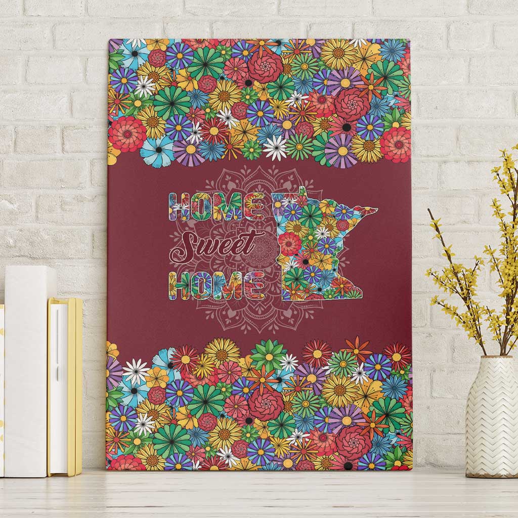 Home Sweet Home Minnesota Flower Christmas Canvas Wall Art Xmas Holiday Patterns - Wonder Print Shop