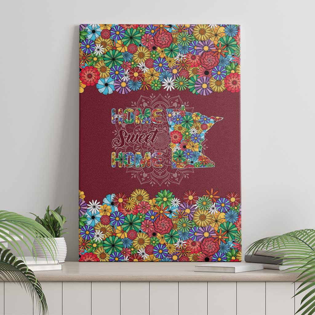 Home Sweet Home Minnesota Flower Christmas Canvas Wall Art Xmas Holiday Patterns - Wonder Print Shop