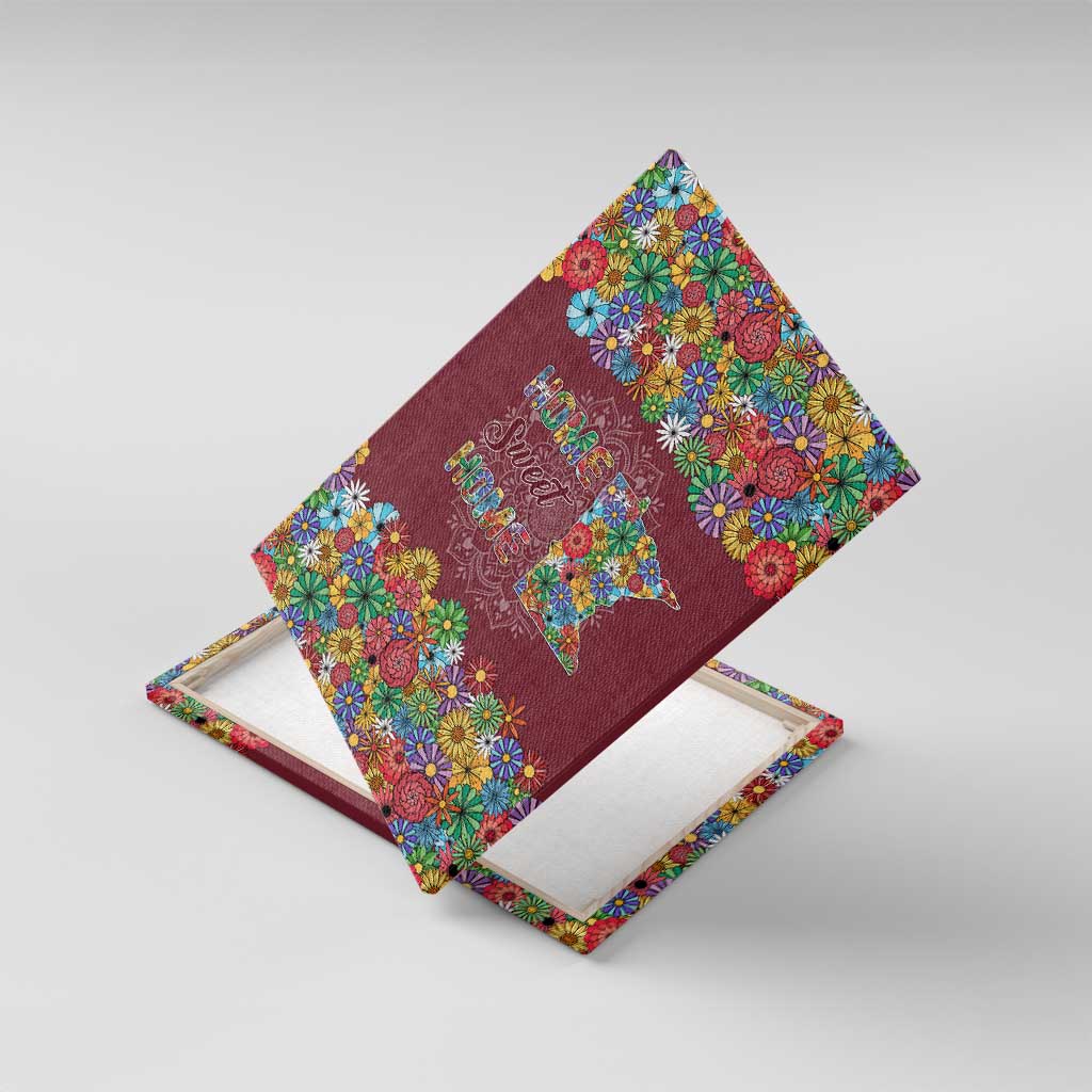 Home Sweet Home Minnesota Flower Christmas Canvas Wall Art Xmas Holiday Patterns - Wonder Print Shop