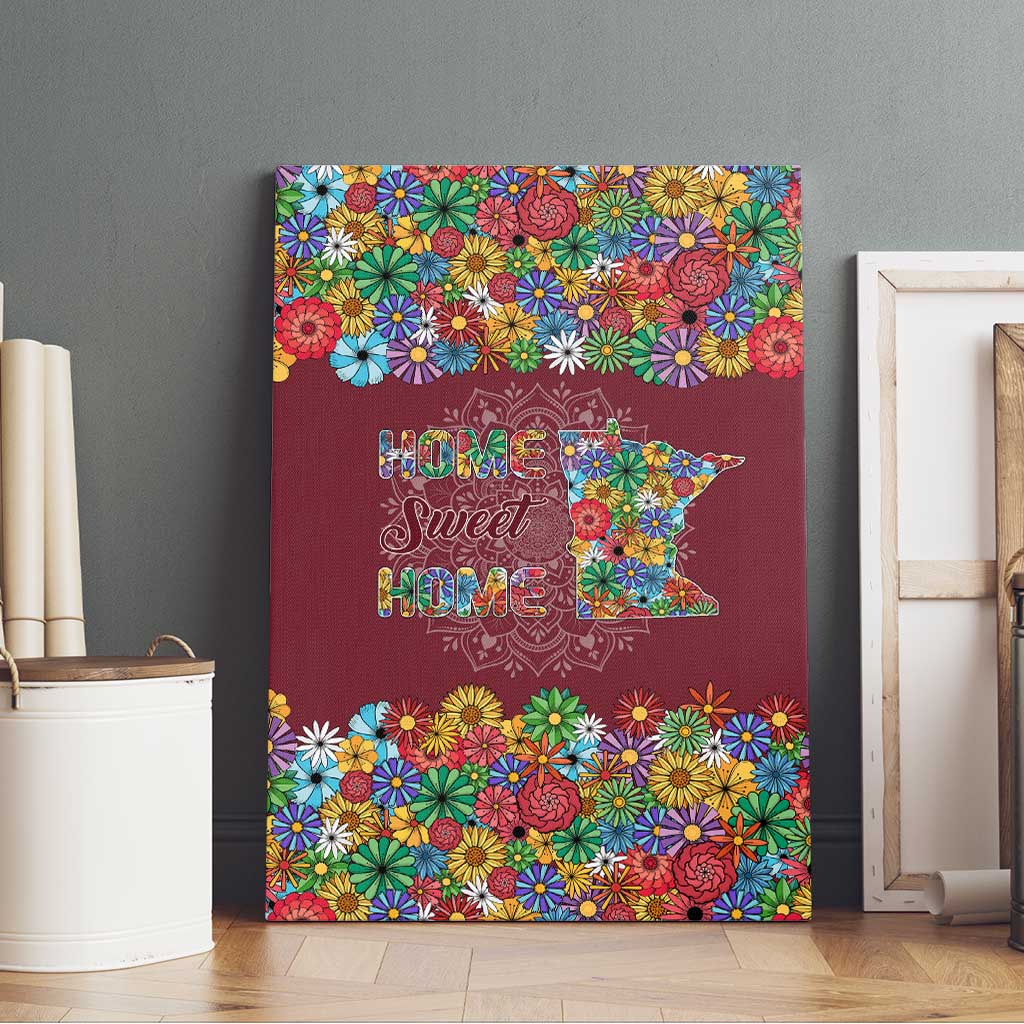 Home Sweet Home Minnesota Flower Christmas Canvas Wall Art Xmas Holiday Patterns - Wonder Print Shop