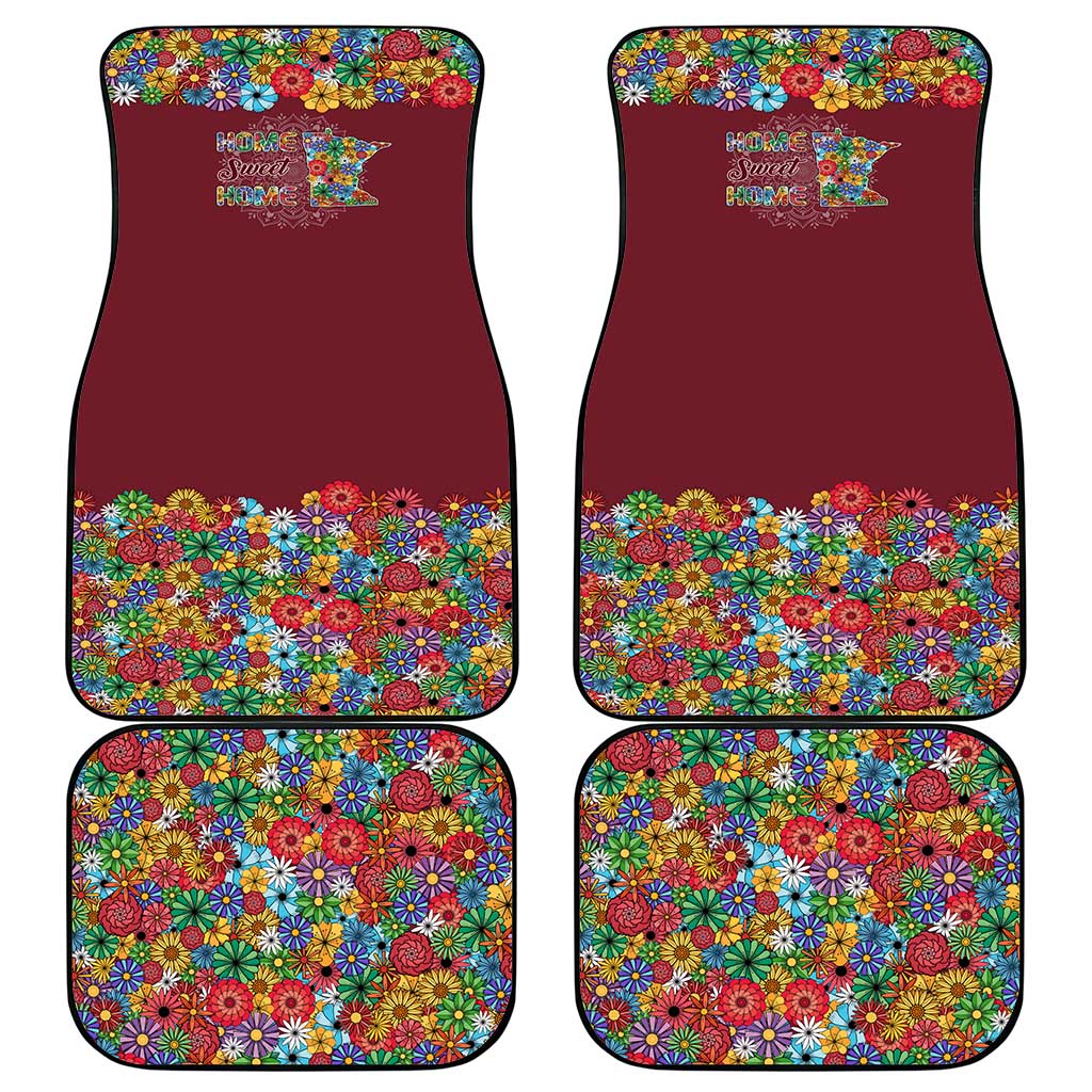 Home Sweet Home Minnesota Flower Christmas Car Mats Xmas Holiday Patterns - Wonder Print Shop