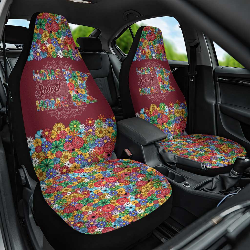 Home Sweet Home Minnesota Flower Christmas Car Seat Cover Xmas Holiday Patterns - Wonder Print Shop