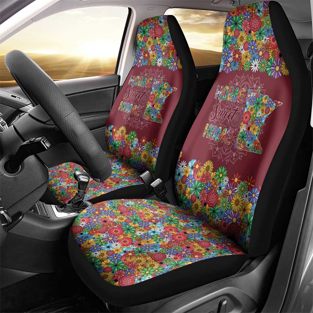Home Sweet Home Minnesota Flower Christmas Car Seat Cover Xmas Holiday Patterns - Wonder Print Shop