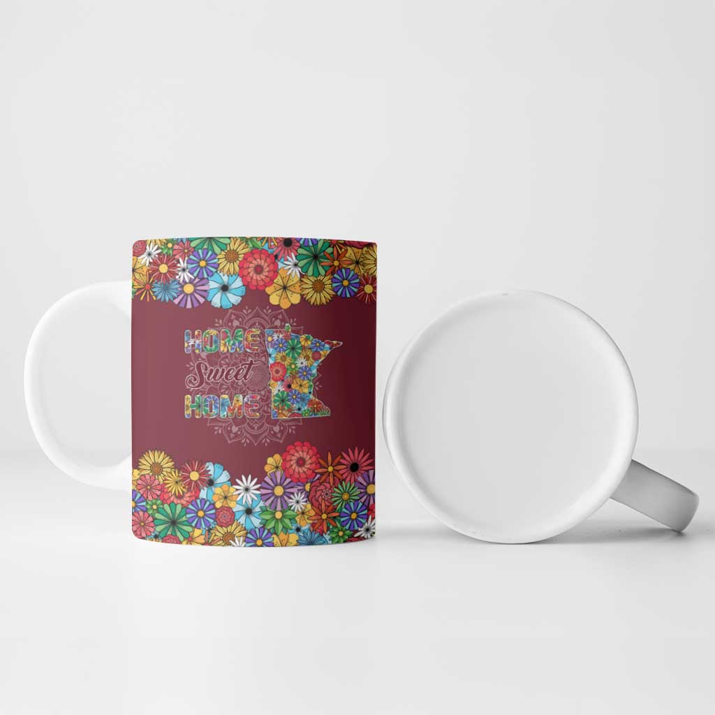 Home Sweet Home Minnesota Flower Christmas Ceramic Mug Xmas Holiday Patterns - Wonder Print Shop