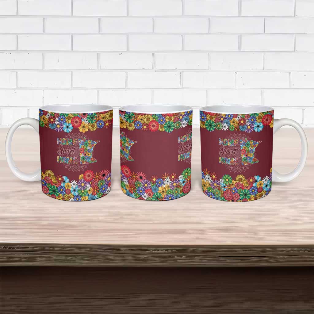 Home Sweet Home Minnesota Flower Christmas Ceramic Mug Xmas Holiday Patterns - Wonder Print Shop