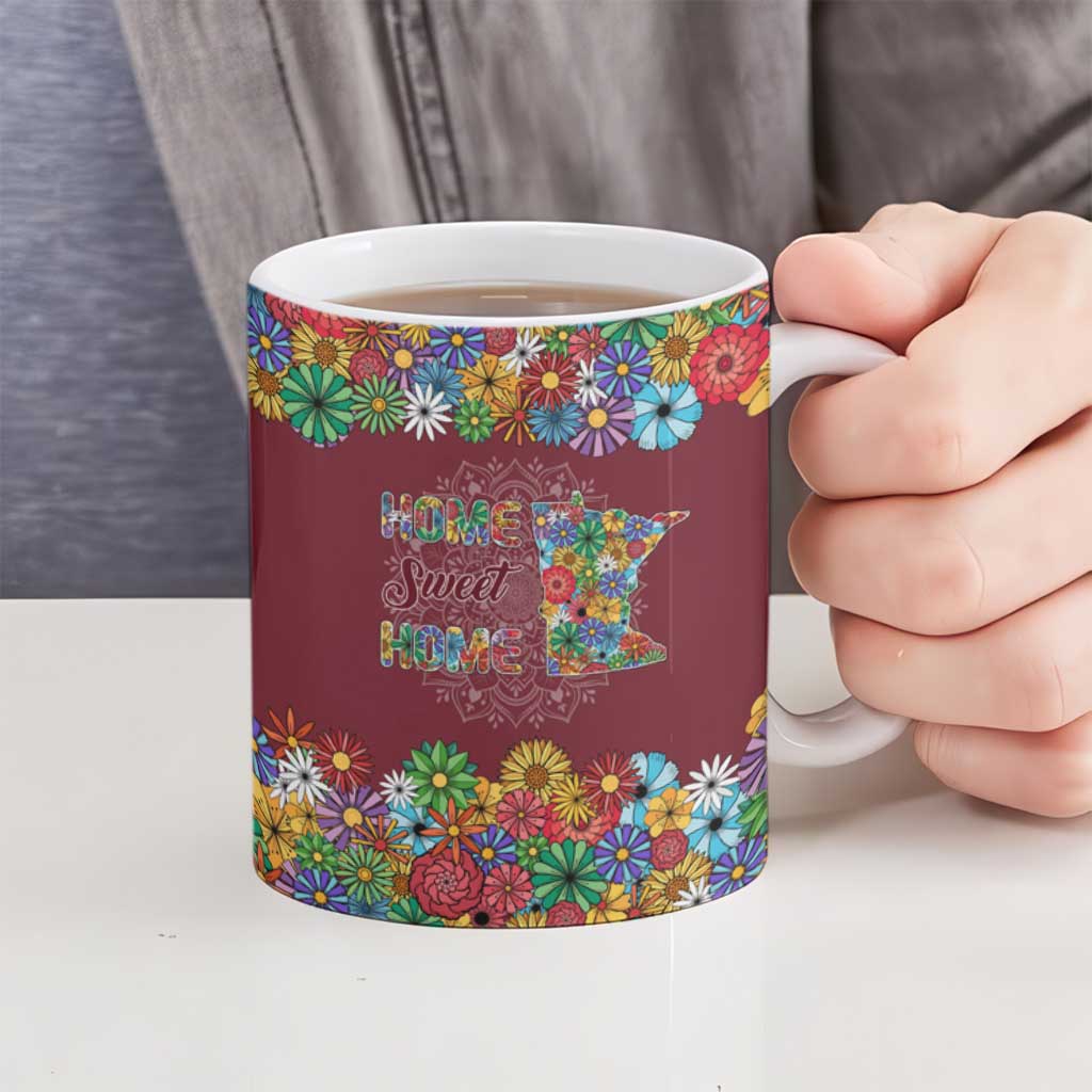 Home Sweet Home Minnesota Flower Christmas Ceramic Mug Xmas Holiday Patterns - Wonder Print Shop