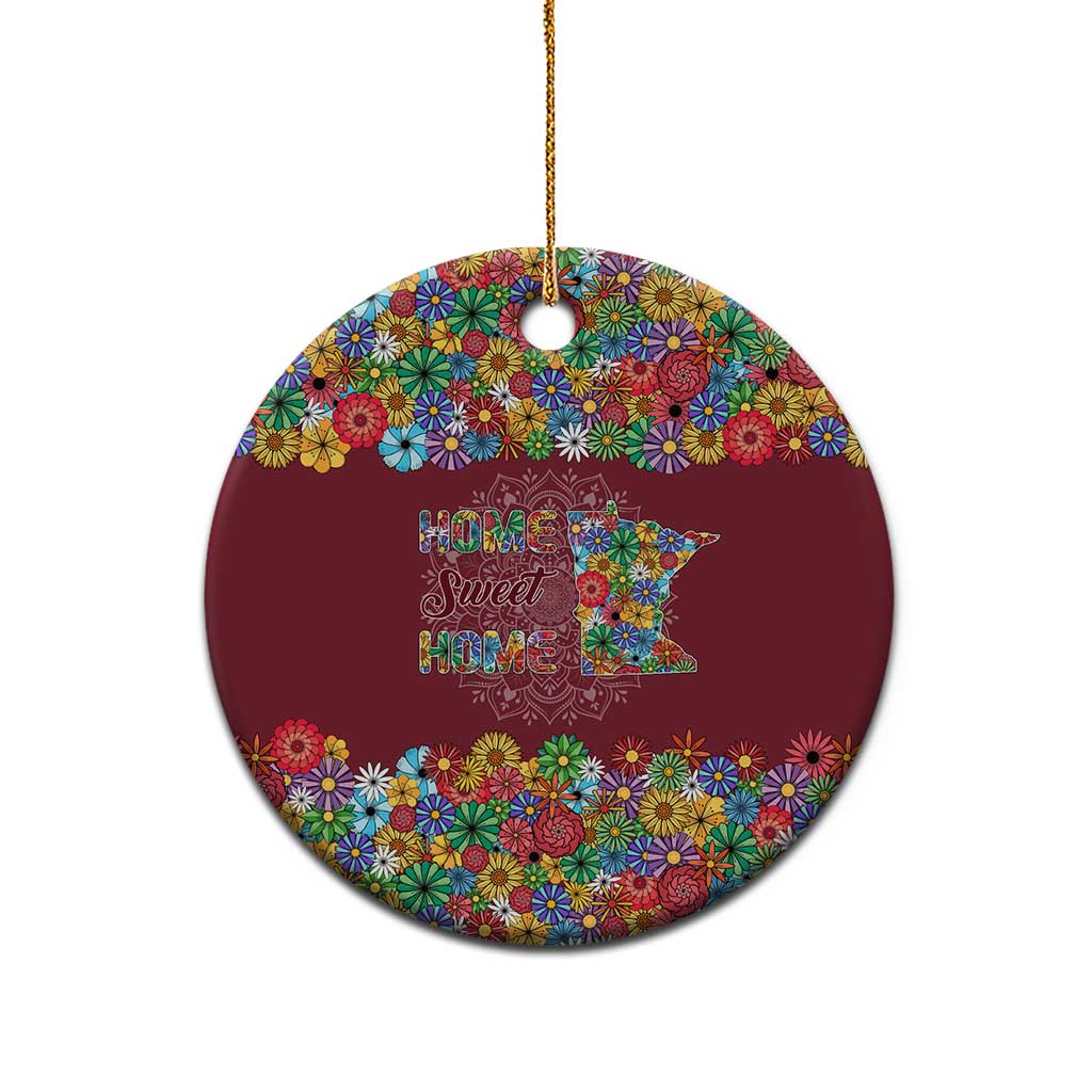 Home Sweet Home Minnesota Flower Christmas Ceramic Ornament Xmas Holiday Patterns - Wonder Print Shop