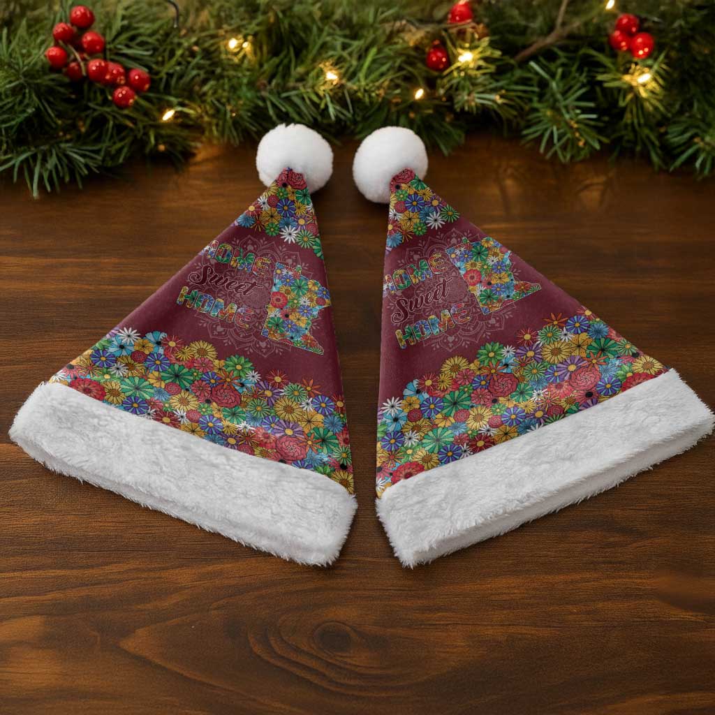 Home Sweet Home Minnesota Flower Christmas Santa Hat Xmas Holiday Patterns - Wonder Print Shop