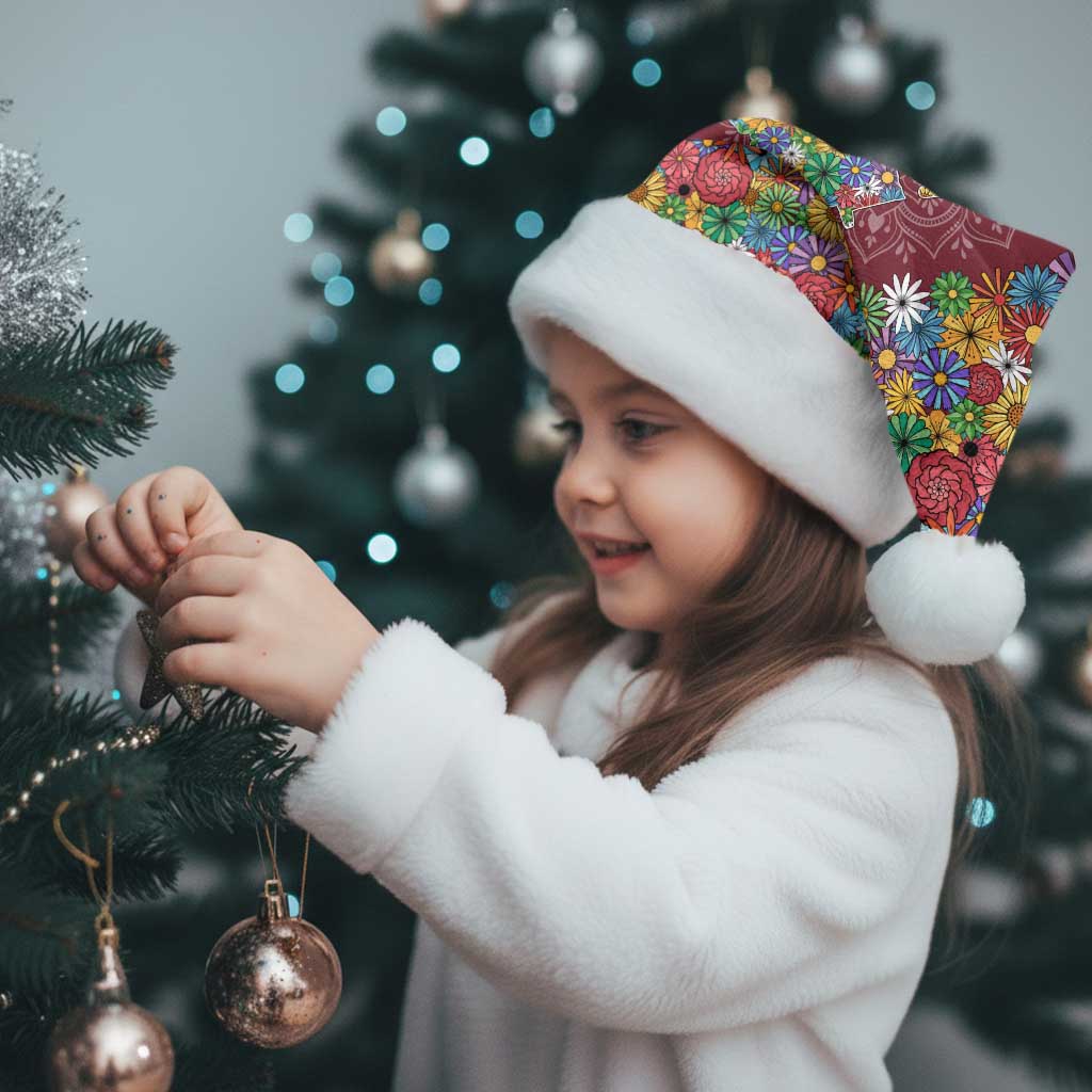 Home Sweet Home Minnesota Flower Christmas Santa Hat Xmas Holiday Patterns - Wonder Print Shop