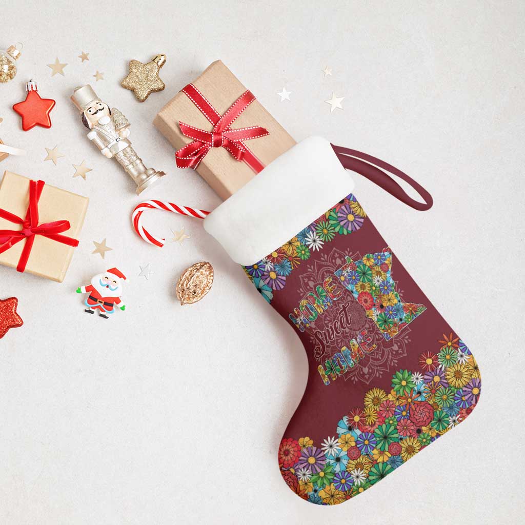 Home Sweet Home Minnesota Flower Christmas Stocking Xmas Holiday Patterns - Wonder Print Shop