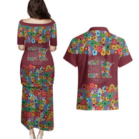 Home Sweet Home Minnesota Flower Christmas Couples Matching Puletasi and Hawaiian Shirt Xmas Holiday Patterns - Wonder Print Shop