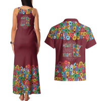Home Sweet Home Minnesota Flower Christmas Couples Matching Tank Maxi Dress and Hawaiian Shirt Xmas Holiday Patterns - Wonder Print Shop