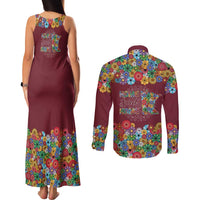 Home Sweet Home Minnesota Flower Christmas Couples Matching Tank Maxi Dress and Long Sleeve Button Shirt Xmas Holiday Patterns - Wonder Print Shop