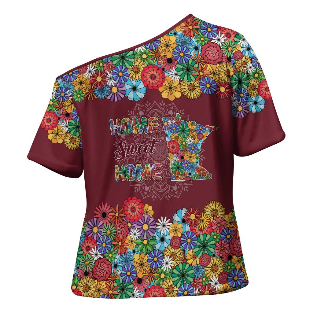 Home Sweet Home Minnesota Flower Christmas Cross Shoulder Shirt Xmas Holiday Patterns - Wonder Print Shop