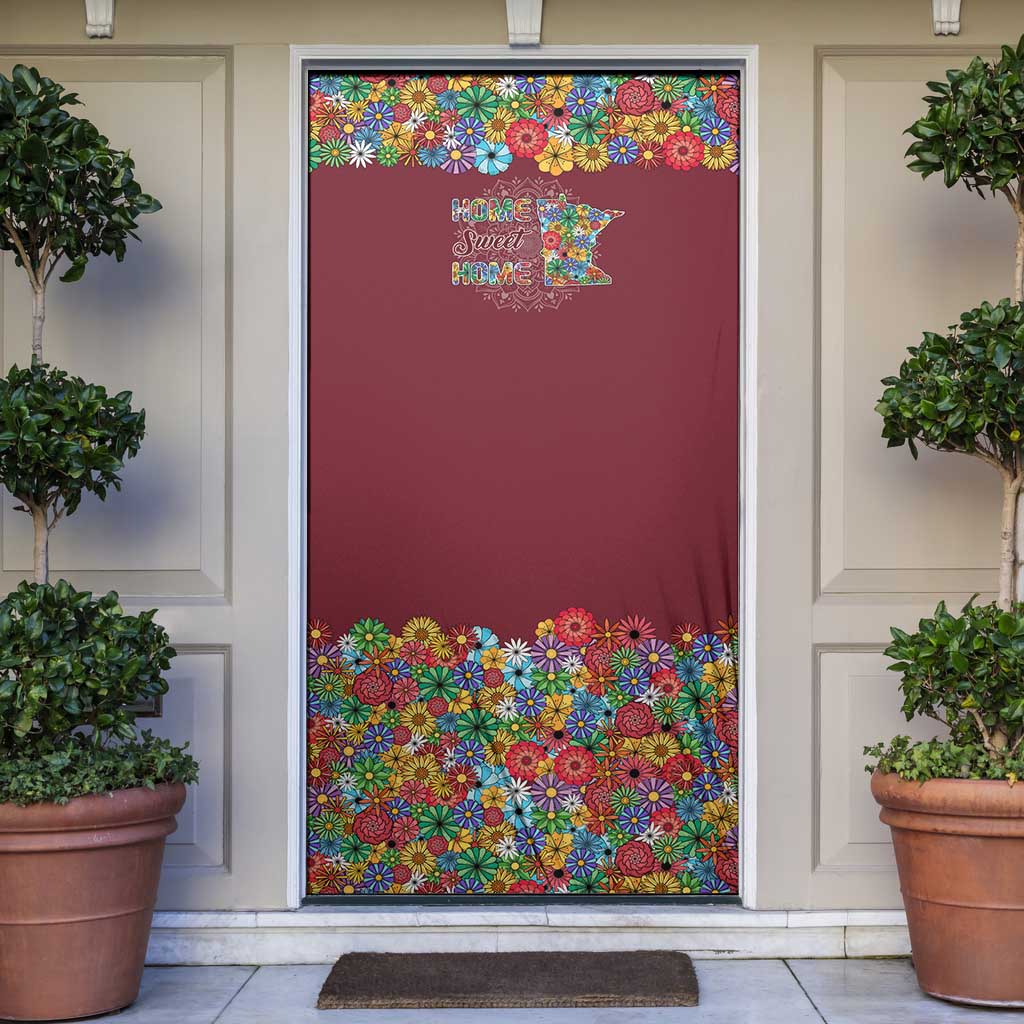 Home Sweet Home Minnesota Flower Christmas Door Cover Xmas Holiday Patterns - Wonder Print Shop