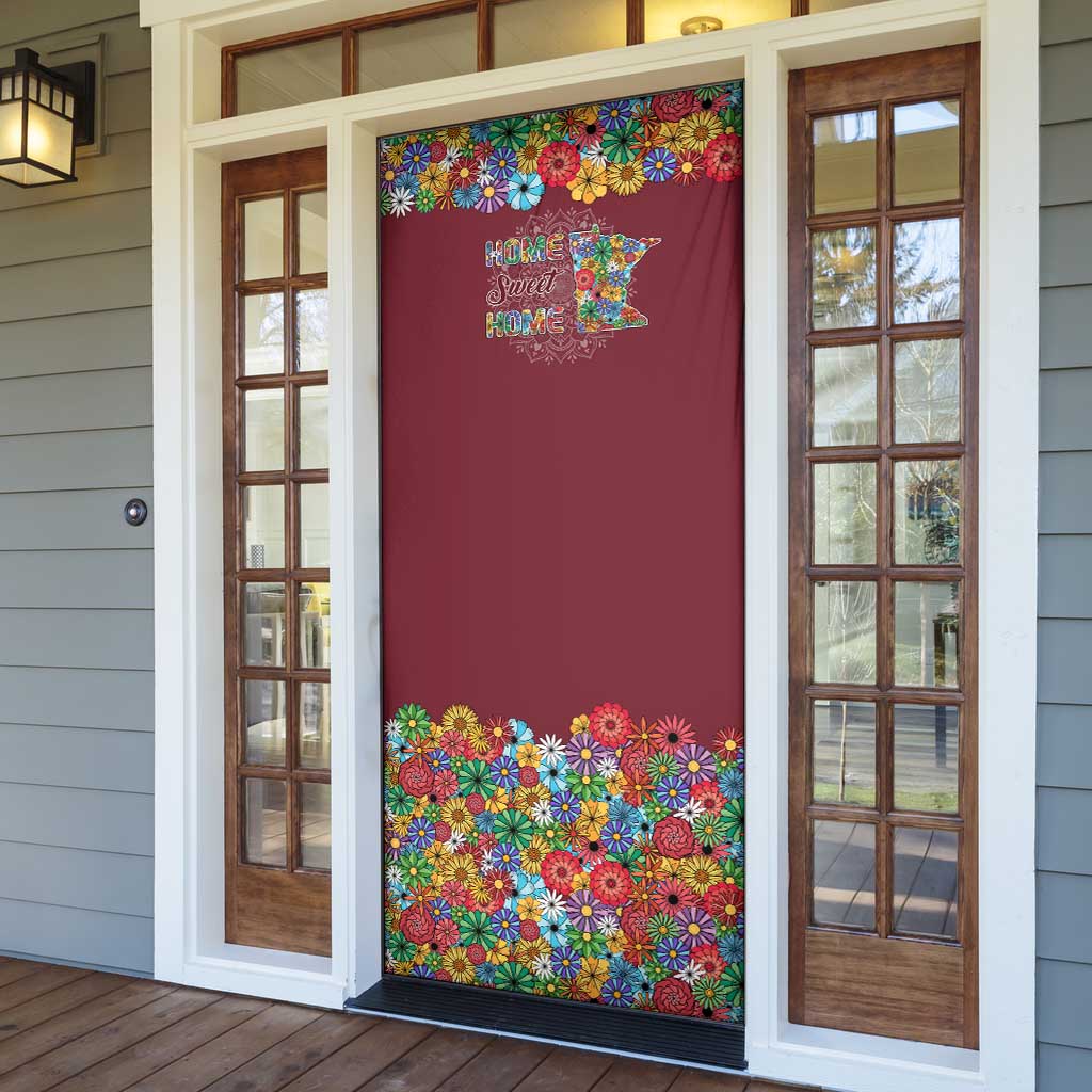 Home Sweet Home Minnesota Flower Christmas Door Cover Xmas Holiday Patterns - Wonder Print Shop