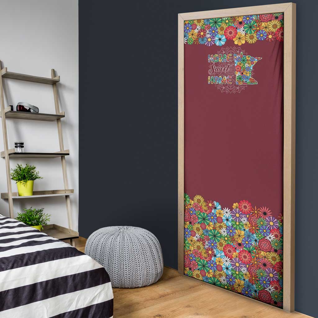 Home Sweet Home Minnesota Flower Christmas Door Cover Xmas Holiday Patterns - Wonder Print Shop