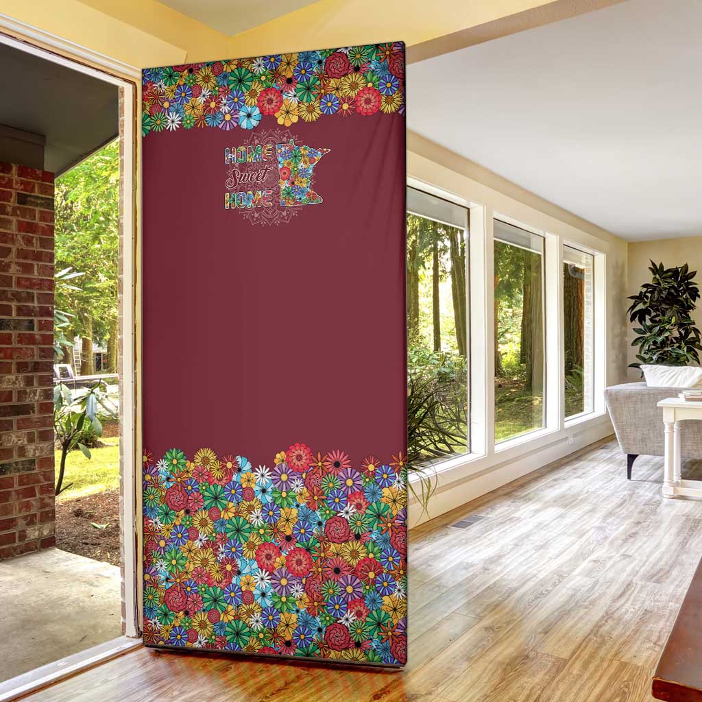 Home Sweet Home Minnesota Flower Christmas Door Cover Xmas Holiday Patterns - Wonder Print Shop