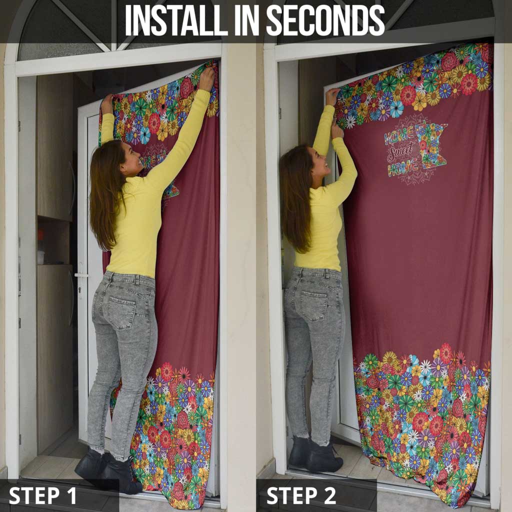 Home Sweet Home Minnesota Flower Christmas Door Cover Xmas Holiday Patterns - Wonder Print Shop