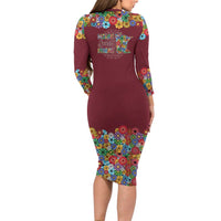 Home Sweet Home Minnesota Flower Christmas Family Matching Long Sleeve Bodycon Dress and Hawaiian Shirt Xmas Holiday Patterns - Wonder Print Shop