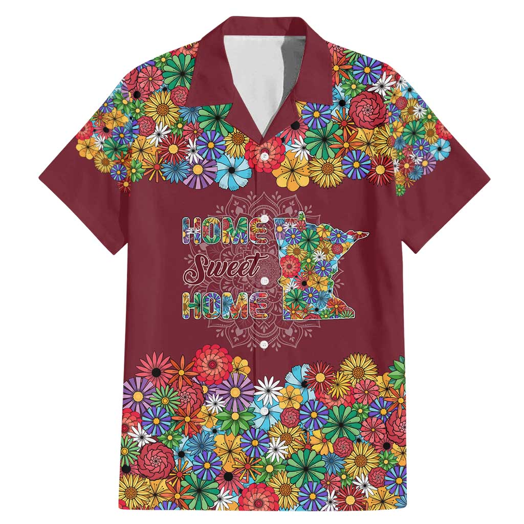 Home Sweet Home Minnesota Flower Christmas Family Matching Mermaid Dress and Hawaiian Shirt Xmas Holiday Patterns - Wonder Print Shop