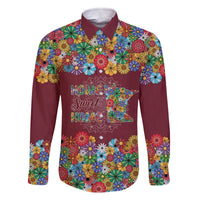 Home Sweet Home Minnesota Flower Christmas Family Matching Off The Shoulder Long Sleeve Dress and Hawaiian Shirt Xmas Holiday Patterns - Wonder Print Shop