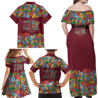 Home Sweet Home Minnesota Flower Christmas Family Matching Off Shoulder Maxi Dress and Hawaiian Shirt Xmas Holiday Patterns - Wonder Print Shop