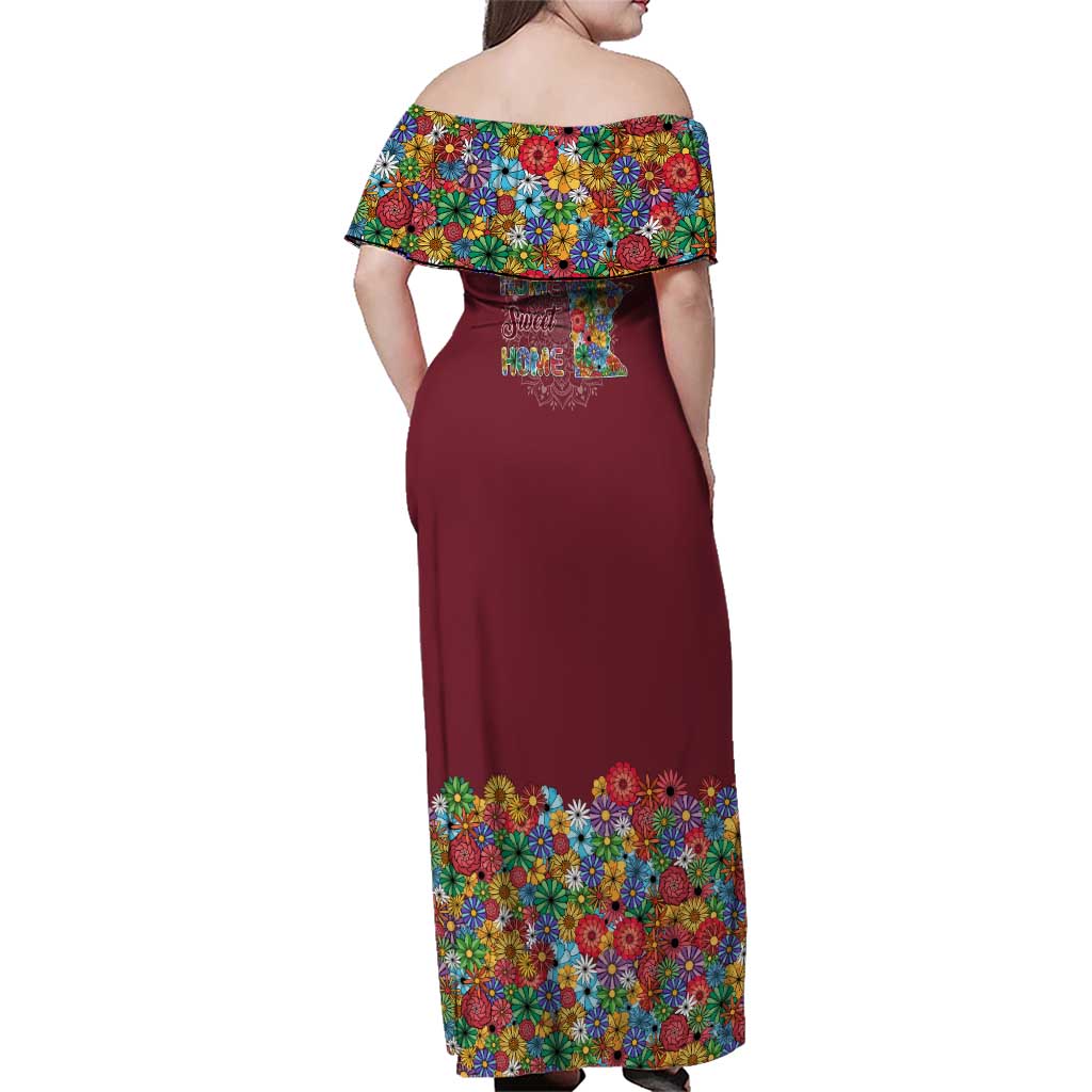 Home Sweet Home Minnesota Flower Christmas Family Matching Off Shoulder Maxi Dress and Hawaiian Shirt Xmas Holiday Patterns - Wonder Print Shop