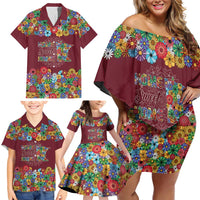 Home Sweet Home Minnesota Flower Christmas Family Matching Off Shoulder Short Dress and Hawaiian Shirt Xmas Holiday Patterns - Wonder Print Shop