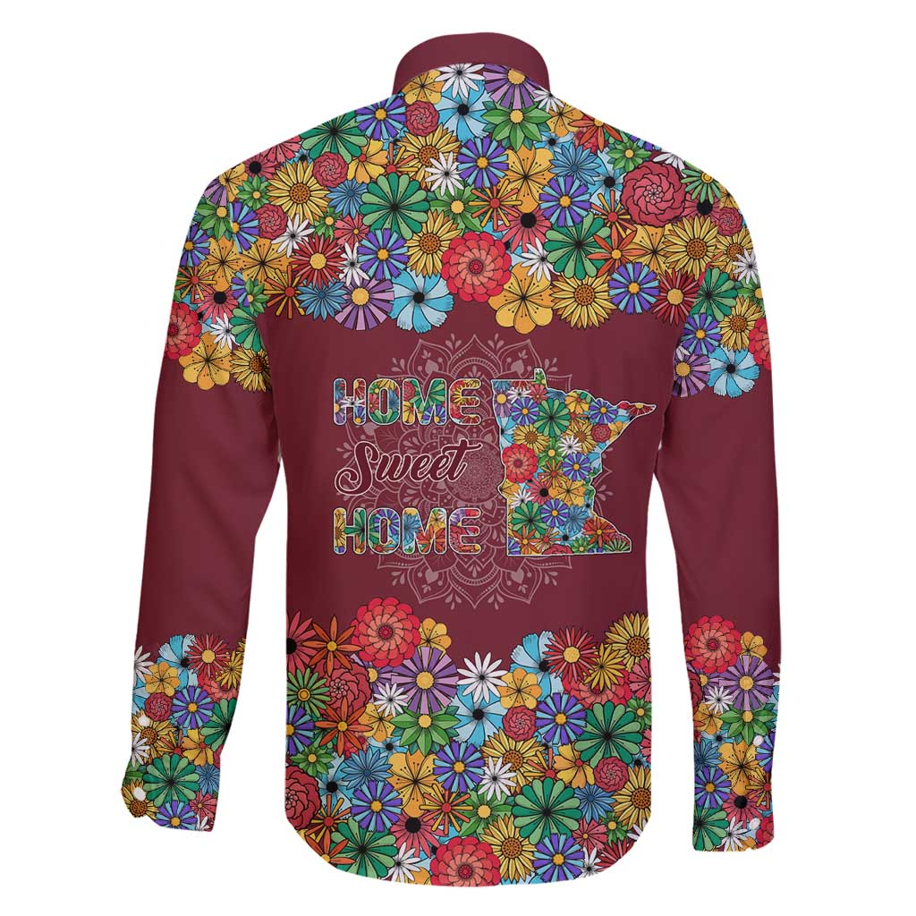 Home Sweet Home Minnesota Flower Christmas Family Matching Off Shoulder Short Dress and Hawaiian Shirt Xmas Holiday Patterns - Wonder Print Shop