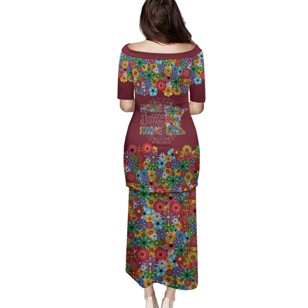 Home Sweet Home Minnesota Flower Christmas Family Matching Puletasi and Hawaiian Shirt Xmas Holiday Patterns - Wonder Print Shop