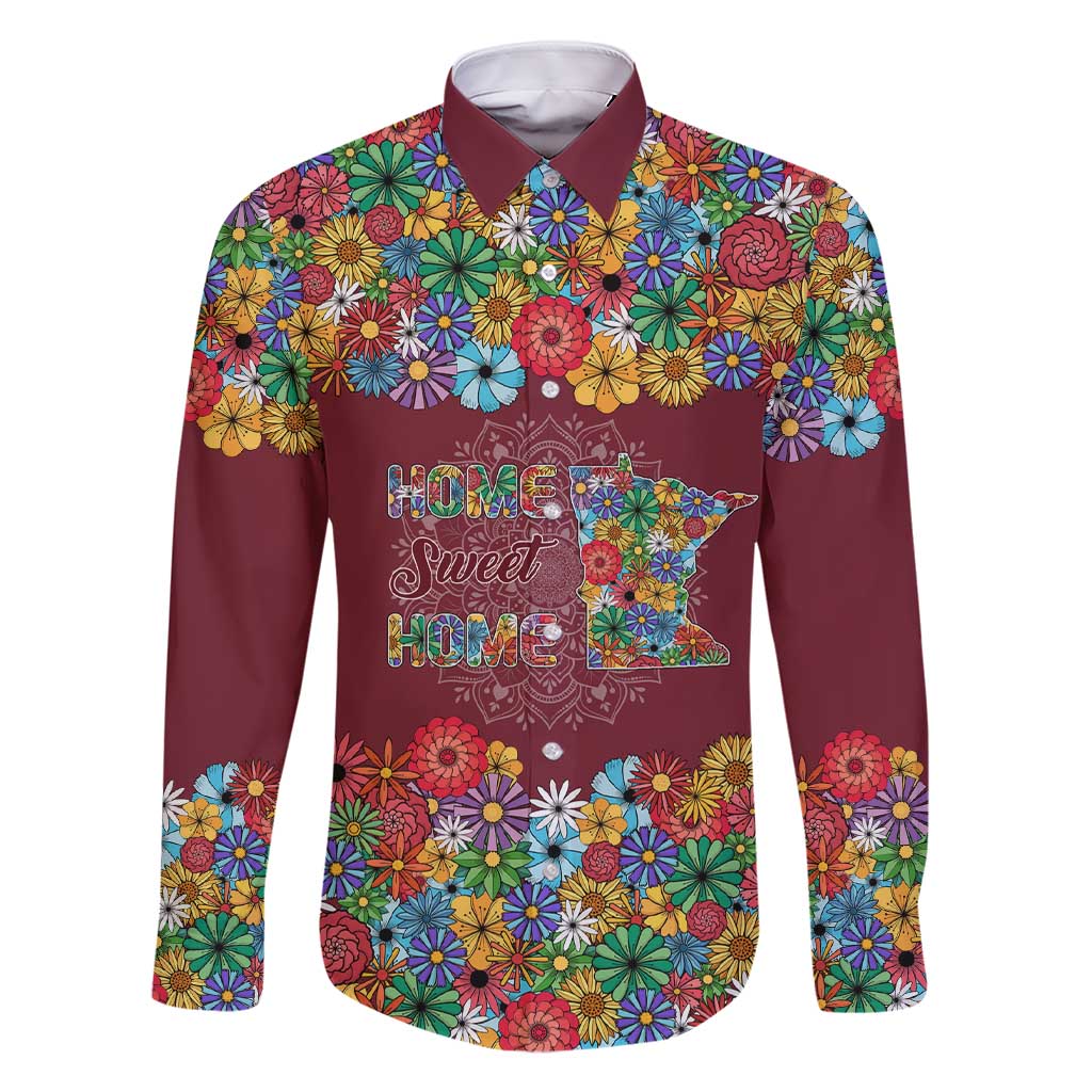 Home Sweet Home Minnesota Flower Christmas Family Matching Short Sleeve Bodycon Dress and Hawaiian Shirt Xmas Holiday Patterns - Wonder Print Shop