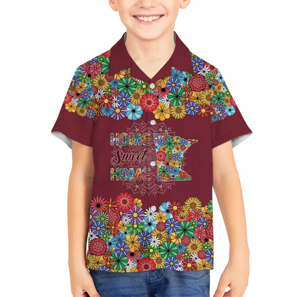 Home Sweet Home Minnesota Flower Christmas Family Matching Summer Maxi Dress and Hawaiian Shirt Xmas Holiday Patterns - Wonder Print Shop