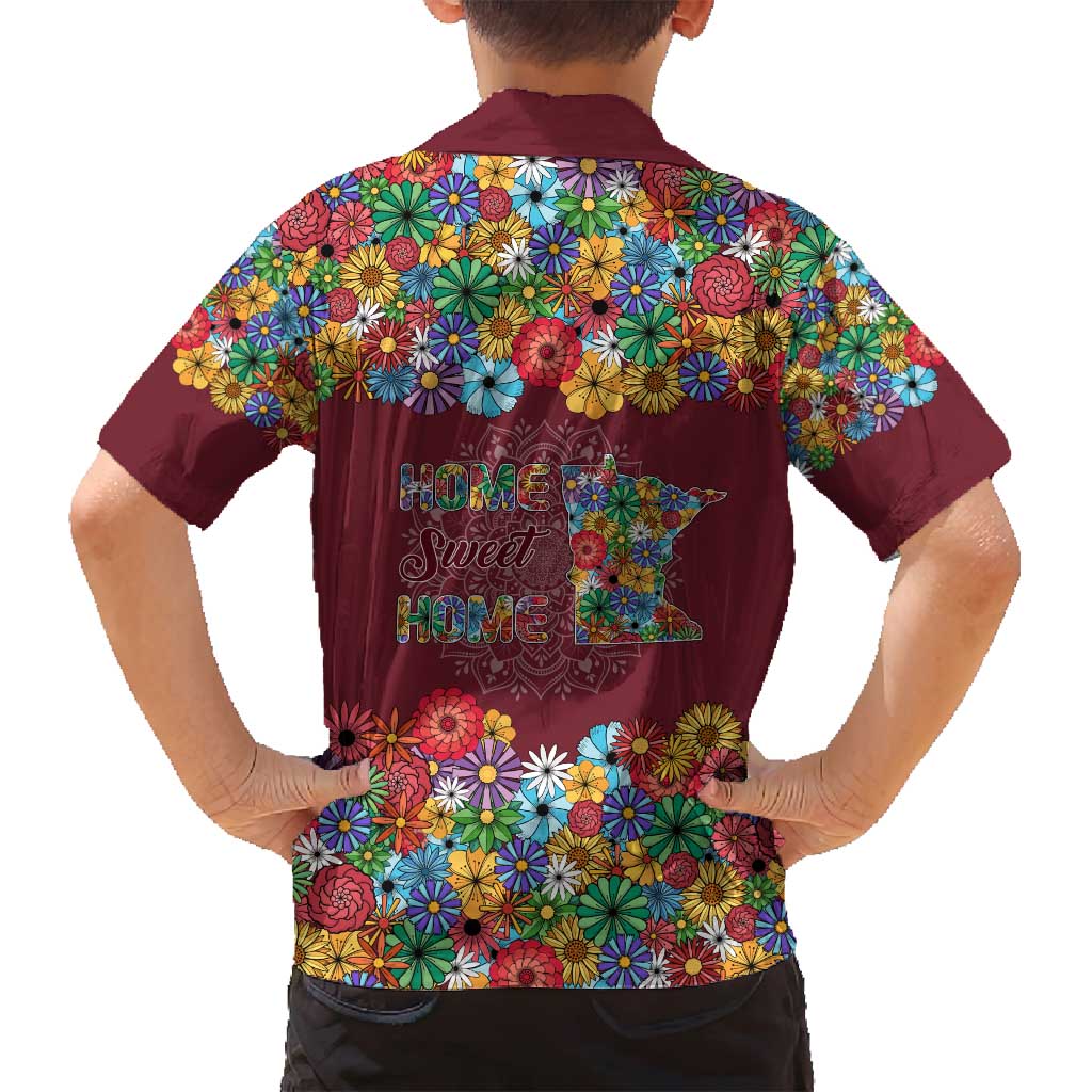 Home Sweet Home Minnesota Flower Christmas Family Matching Tank Maxi Dress and Hawaiian Shirt Xmas Holiday Patterns - Wonder Print Shop