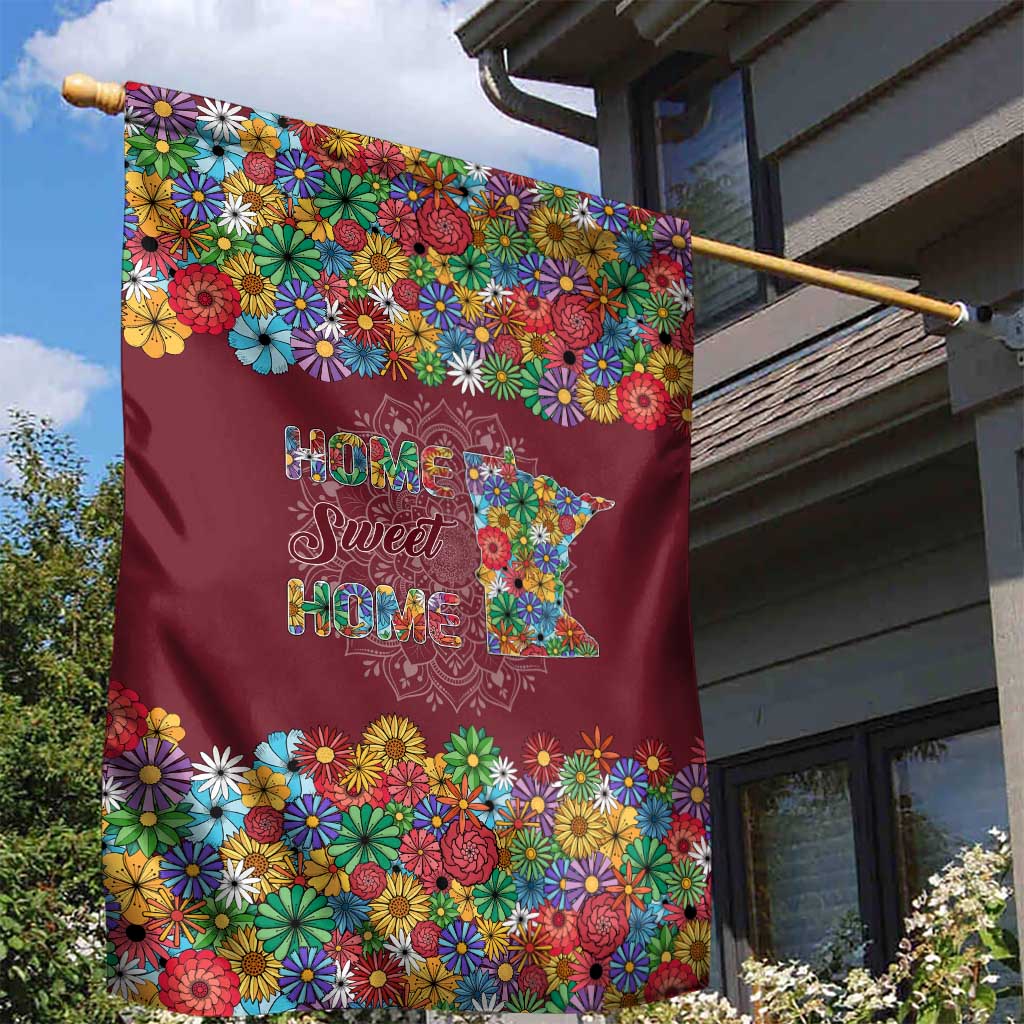 Home Sweet Home Minnesota Flower Christmas Garden Flag Xmas Holiday Patterns - Wonder Print Shop