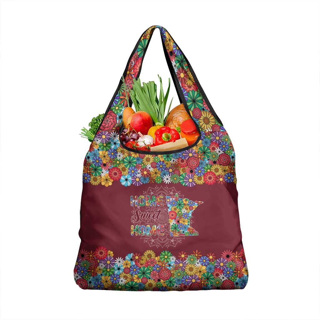 Home Sweet Home Minnesota Flower Christmas Grocery Bag Xmas Holiday Patterns - Wonder Print Shop