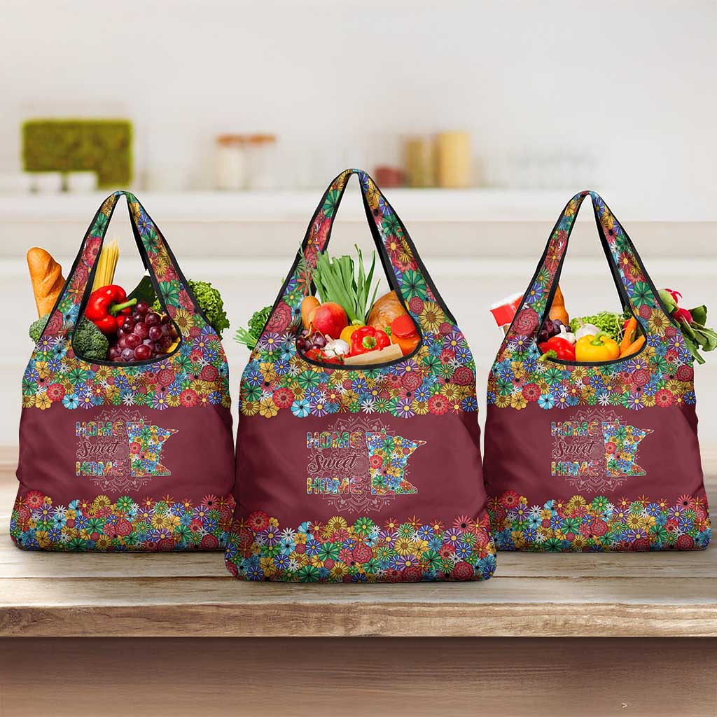 Home Sweet Home Minnesota Flower Christmas Grocery Bag Xmas Holiday Patterns - Wonder Print Shop