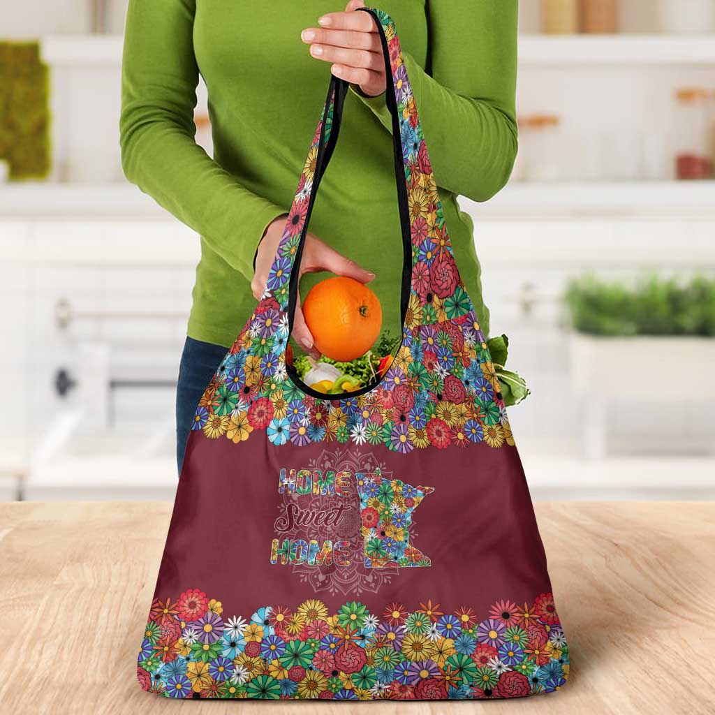 Home Sweet Home Minnesota Flower Christmas Grocery Bag Xmas Holiday Patterns - Wonder Print Shop