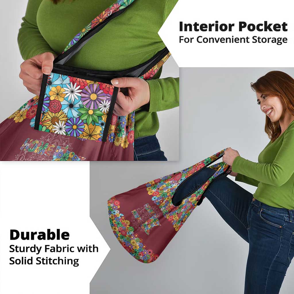 Home Sweet Home Minnesota Flower Christmas Grocery Bag Xmas Holiday Patterns - Wonder Print Shop