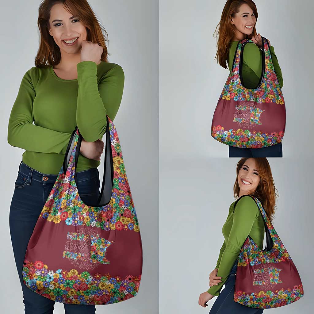 Home Sweet Home Minnesota Flower Christmas Grocery Bag Xmas Holiday Patterns - Wonder Print Shop