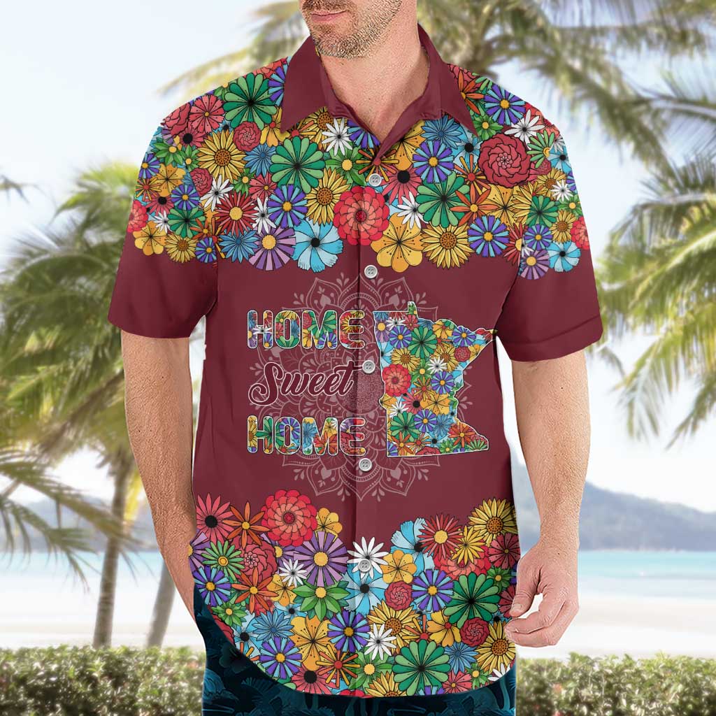 Home Sweet Home Minnesota Flower Christmas Hawaiian Shirt Xmas Holiday Patterns - Wonder Print Shop