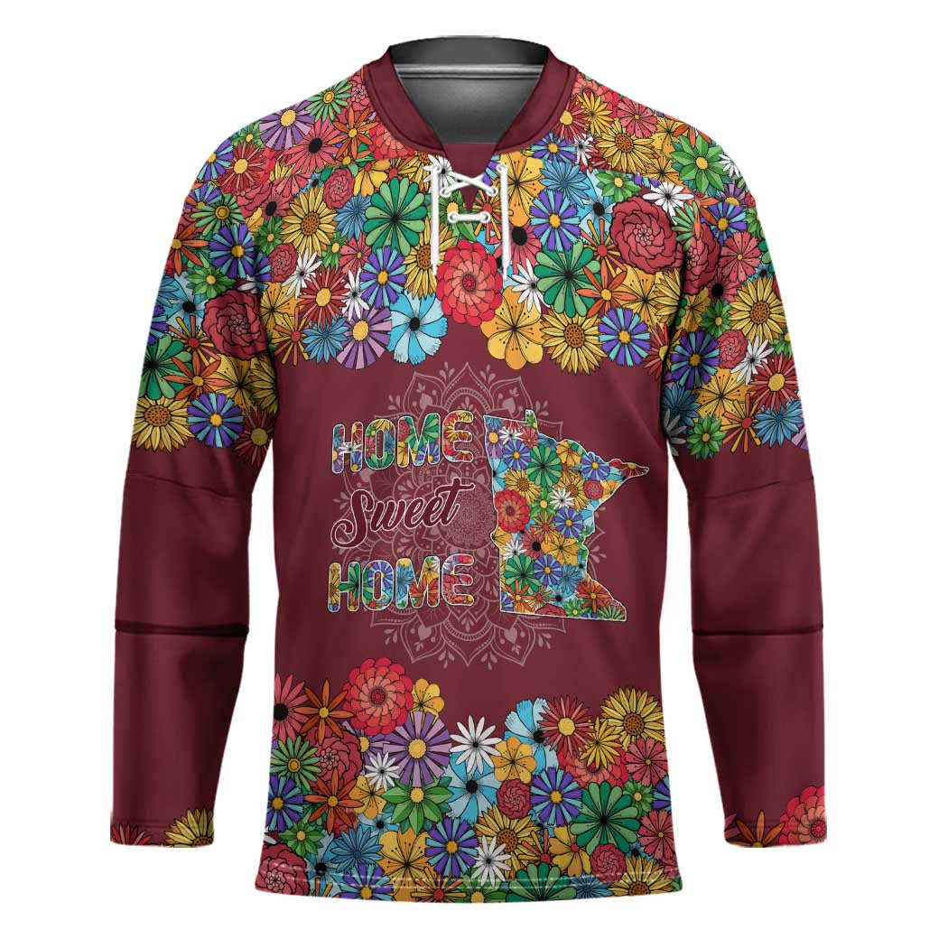 Home Sweet Home Minnesota Flower Christmas Hockey Jersey Xmas Holiday Patterns - Wonder Print Shop