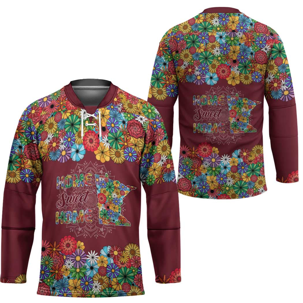 Home Sweet Home Minnesota Flower Christmas Hockey Jersey Xmas Holiday Patterns - Wonder Print Shop