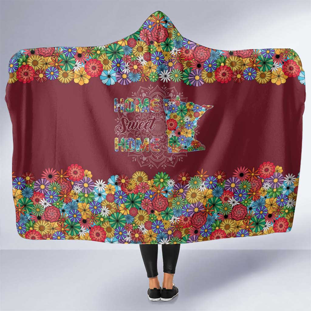 Home Sweet Home Minnesota Flower Christmas Hooded Blanket Xmas Holiday Patterns - Wonder Print Shop