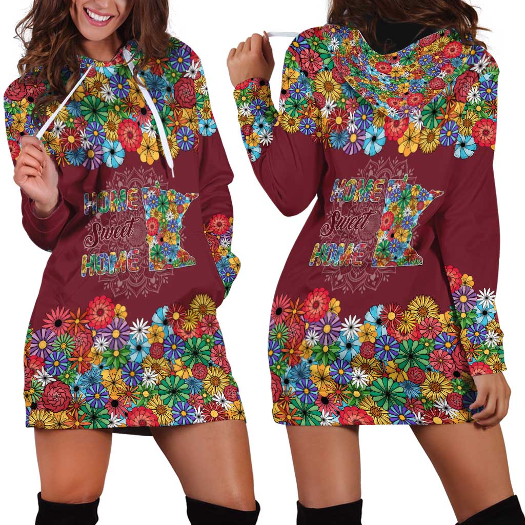 Home Sweet Home Minnesota Flower Christmas Hoodie Dress Xmas Holiday Patterns - Wonder Print Shop