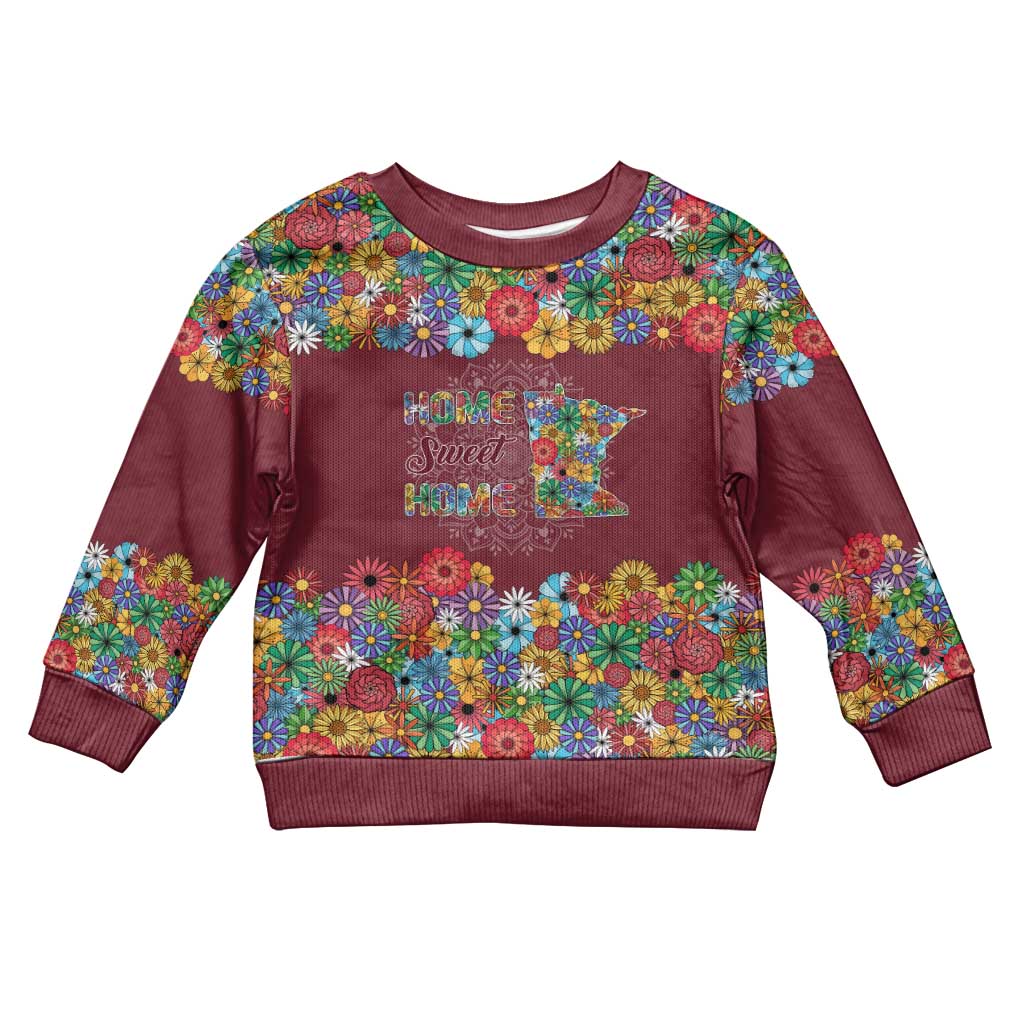 Home Sweet Home Minnesota Flower Christmas Kid Ugly Christmas Sweater Xmas Holiday Patterns - Wonder Print Shop