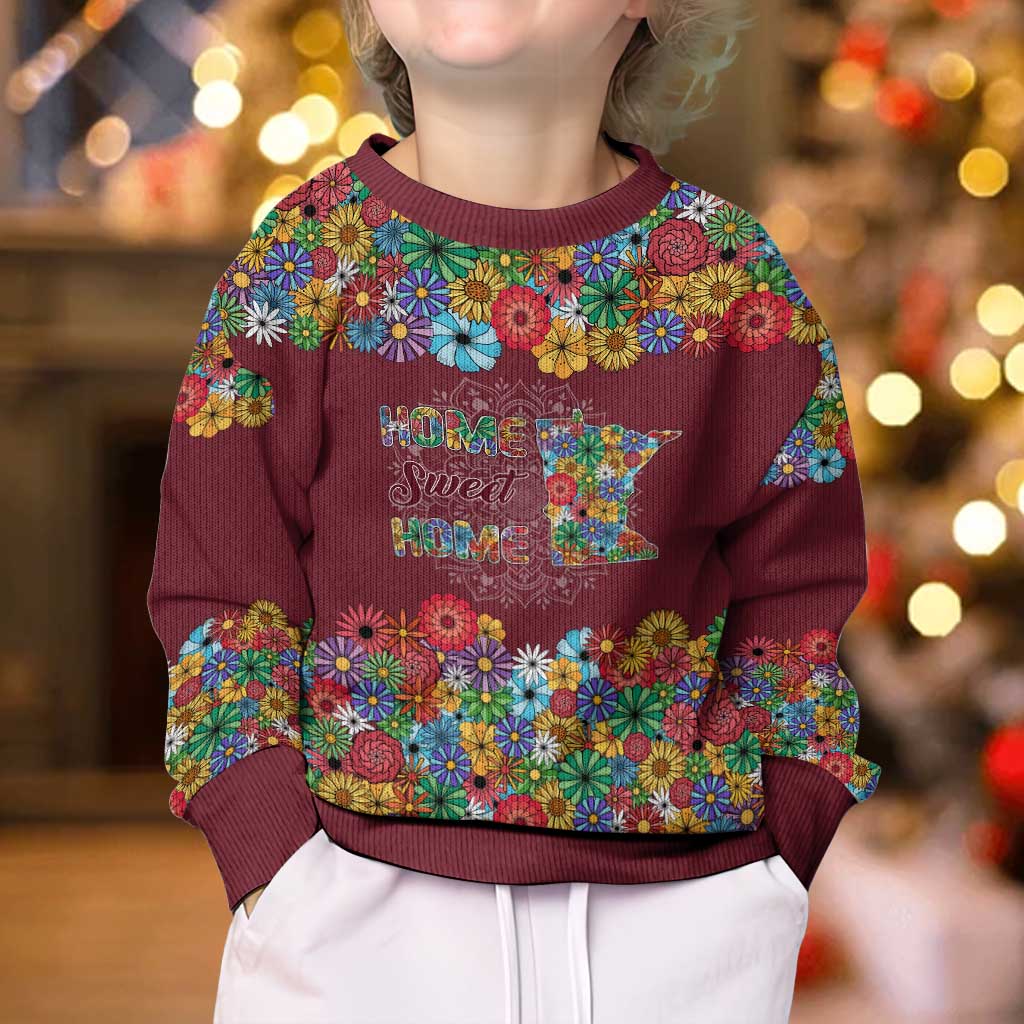 Home Sweet Home Minnesota Flower Christmas Kid Ugly Christmas Sweater Xmas Holiday Patterns - Wonder Print Shop