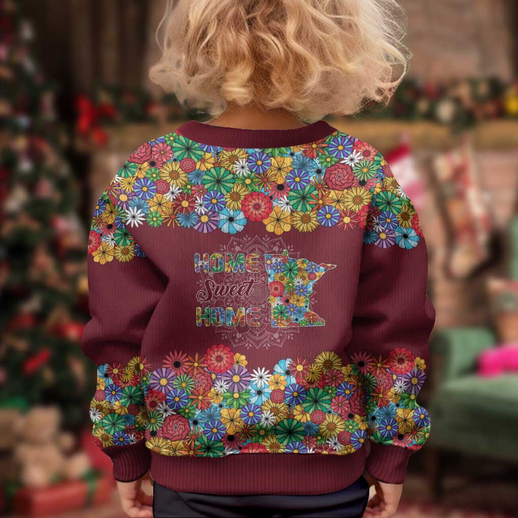 Home Sweet Home Minnesota Flower Christmas Kid Ugly Christmas Sweater Xmas Holiday Patterns - Wonder Print Shop